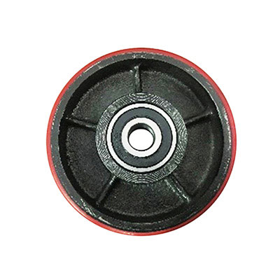 125mm diameter polyurethane on cast iron wheel, 16.5mm preciscion bearing, 38mm hub, 180kg capacity 125mm diameter polyurethane on cast iron wheel, 16.5mm preciscion bearing, 38mm hub, 180kg capacity