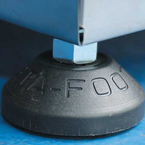 Adjustable leveling feet on machinery