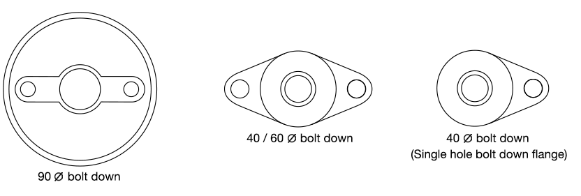 Bolt-down adjustable feet diagrams