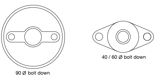 Bolt-down adjustable feet diagrams