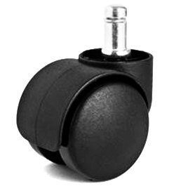 50 mm diameter hooded twin black nylon wheels with load brake castors