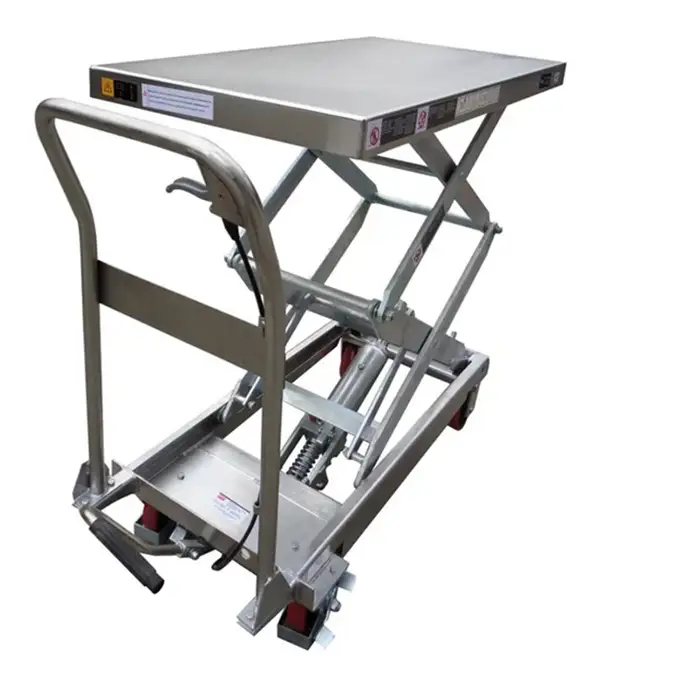 SLM100SS stainless steel mobile scissor lift with 100kg capacity