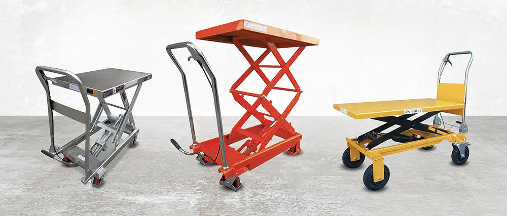 Mobile scissor lift table range