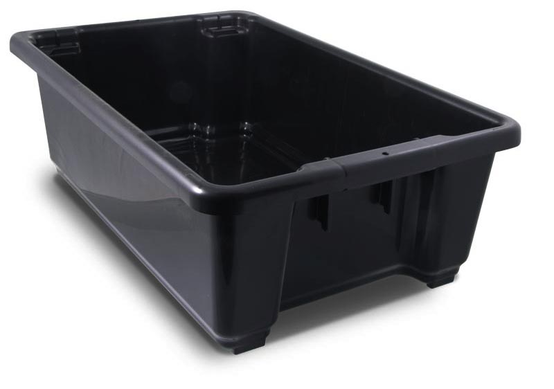 Recycled black plastic storage tub - 32 litre