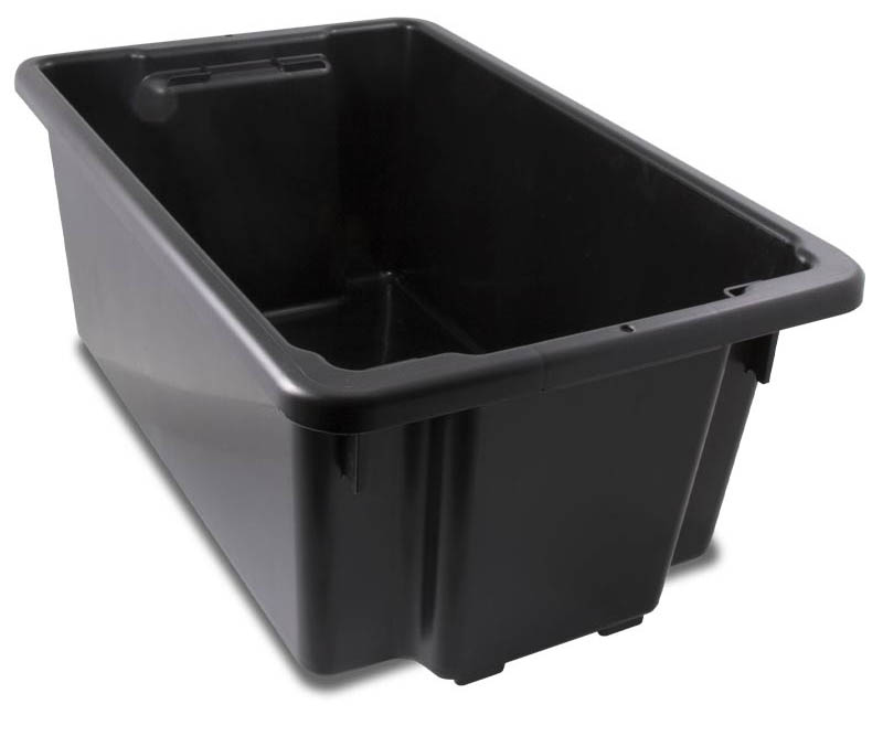 Recycled black plastic storage tub - 52 litre