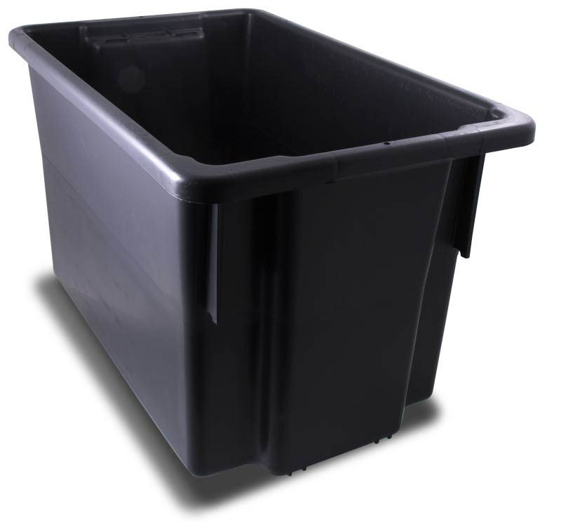 Recycled black plastic storage tub - 68 litre
