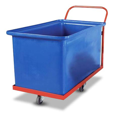 400 litre plastic storage tub with industrial dolly