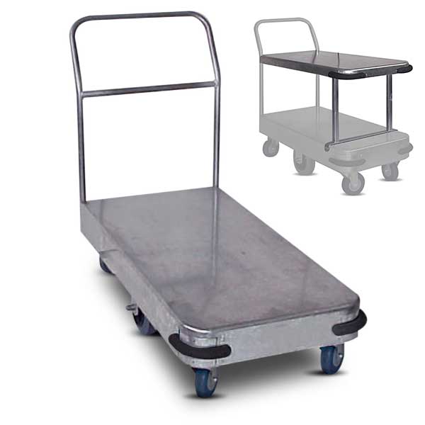 IT450 Galvanised stock room platform trolley (six castors)