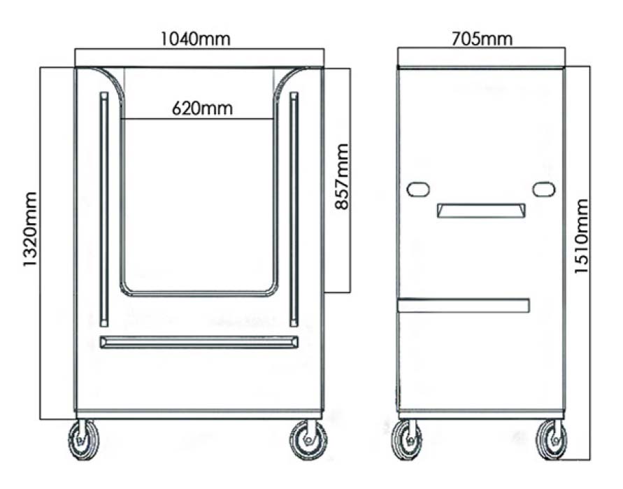 Tallboy bulk linen exchange trolley Castors and Industrial