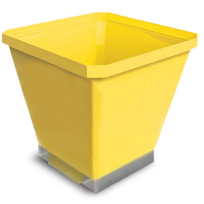 High-volume durable poly bin with optional forklift attachment