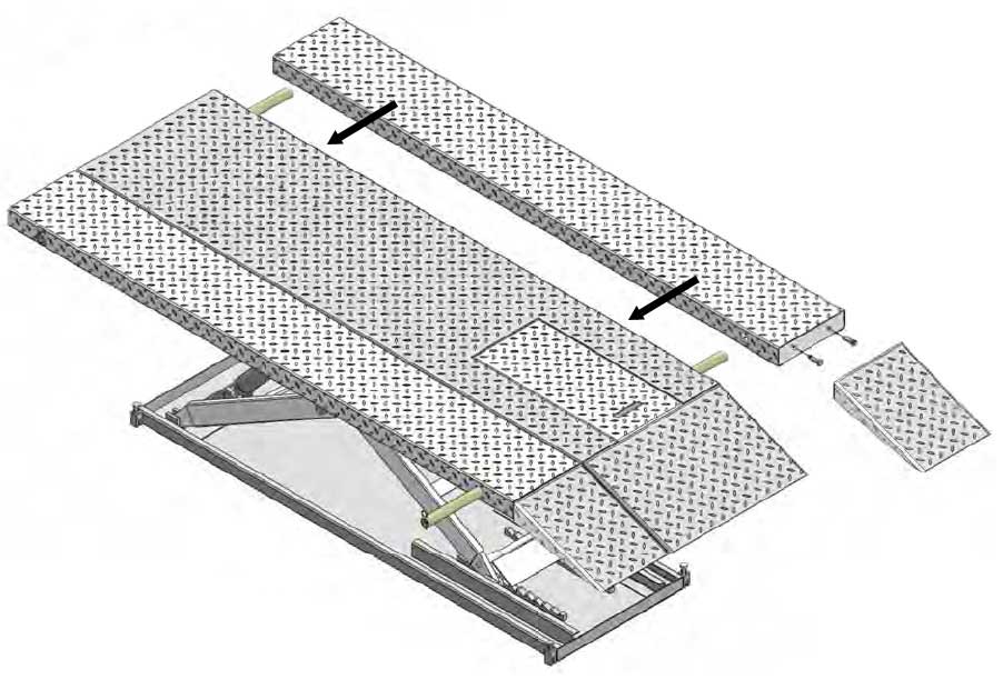 Hospital bed maintenance lift with the width extension kit