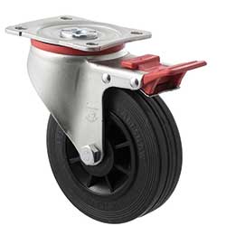 125mm black rubber wheel castor