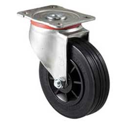 125mm black rubber wheel castor