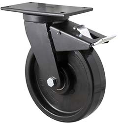 Dumper bin castors with brakes